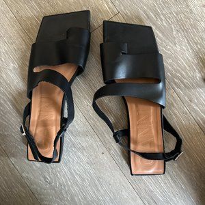 GANNI Sold Out Black Leather Cut Out Sandal